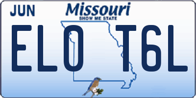 MO license plate EL0T6L