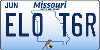 MO license plate EL0T6R