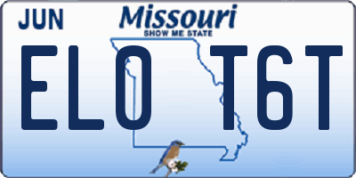 MO license plate EL0T6T