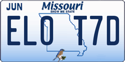 MO license plate EL0T7D