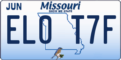 MO license plate EL0T7F
