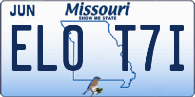 MO license plate EL0T7I