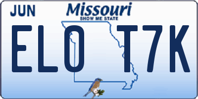 MO license plate EL0T7K