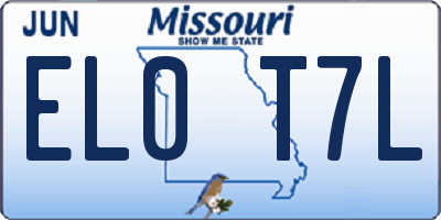 MO license plate EL0T7L