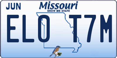 MO license plate EL0T7M