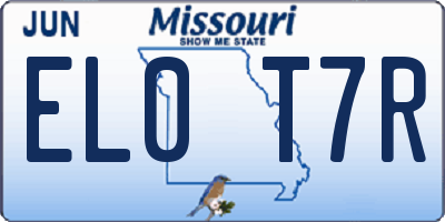 MO license plate EL0T7R