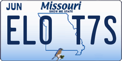 MO license plate EL0T7S