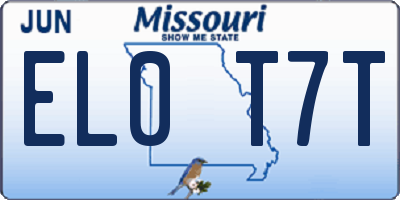 MO license plate EL0T7T