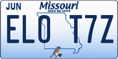 MO license plate EL0T7Z