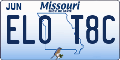MO license plate EL0T8C