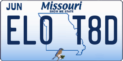 MO license plate EL0T8D