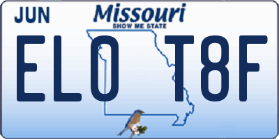 MO license plate EL0T8F