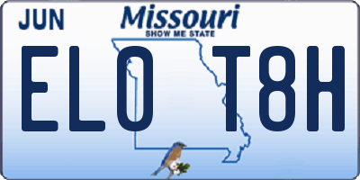MO license plate EL0T8H