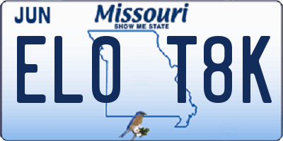 MO license plate EL0T8K