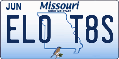MO license plate EL0T8S