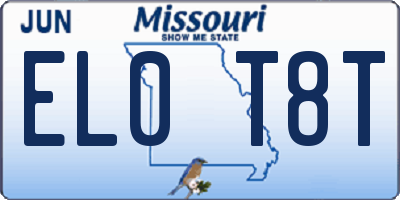 MO license plate EL0T8T
