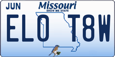 MO license plate EL0T8W