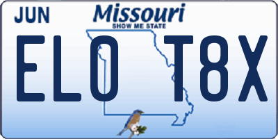 MO license plate EL0T8X