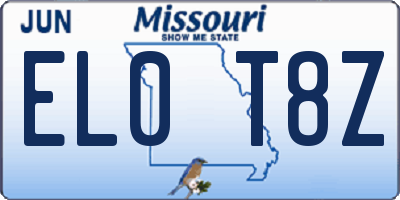 MO license plate EL0T8Z