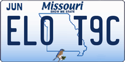 MO license plate EL0T9C