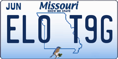 MO license plate EL0T9G