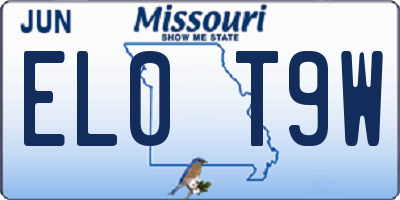 MO license plate EL0T9W