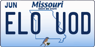 MO license plate EL0U0D