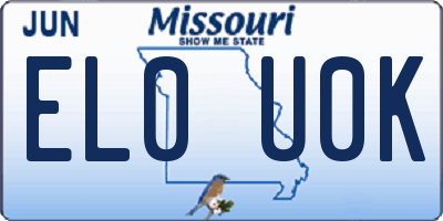 MO license plate EL0U0K