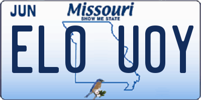 MO license plate EL0U0Y