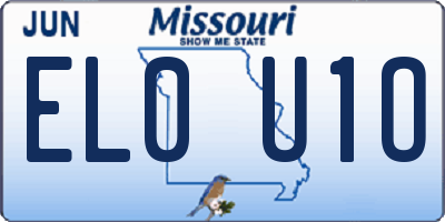 MO license plate EL0U1O