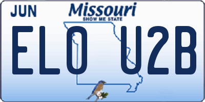 MO license plate EL0U2B