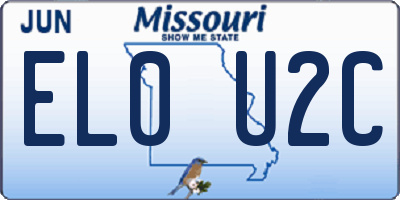 MO license plate EL0U2C