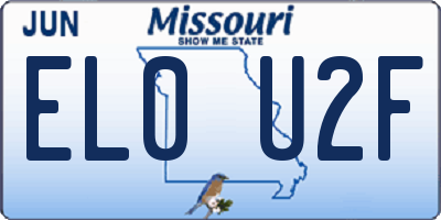 MO license plate EL0U2F