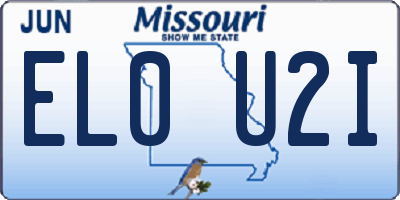 MO license plate EL0U2I