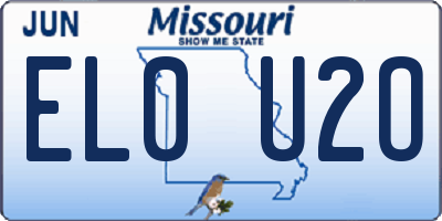 MO license plate EL0U2O