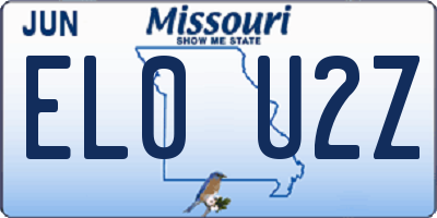 MO license plate EL0U2Z