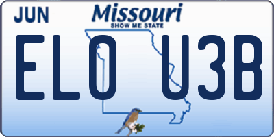 MO license plate EL0U3B