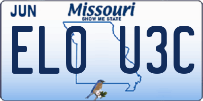 MO license plate EL0U3C