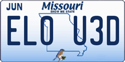 MO license plate EL0U3D
