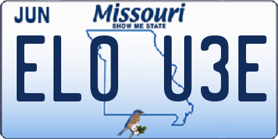 MO license plate EL0U3E