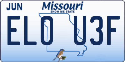 MO license plate EL0U3F