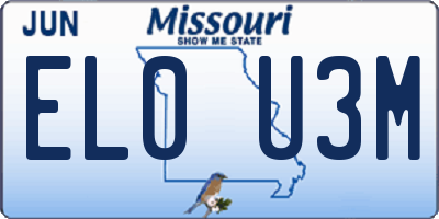 MO license plate EL0U3M