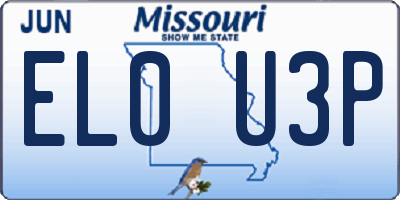 MO license plate EL0U3P