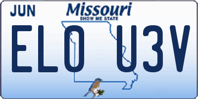 MO license plate EL0U3V