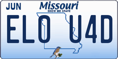 MO license plate EL0U4D