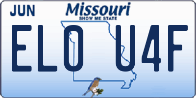 MO license plate EL0U4F