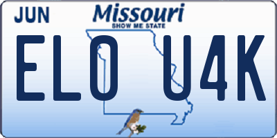 MO license plate EL0U4K