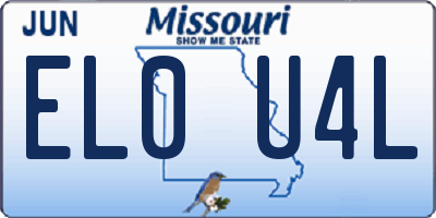 MO license plate EL0U4L