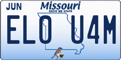 MO license plate EL0U4M
