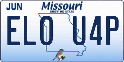 MO license plate EL0U4P